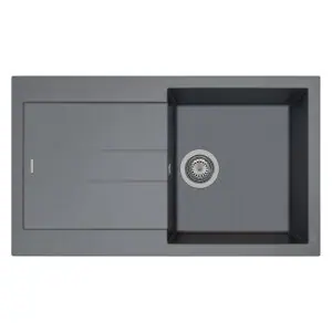 带沥水板的现代灰色厨房水槽